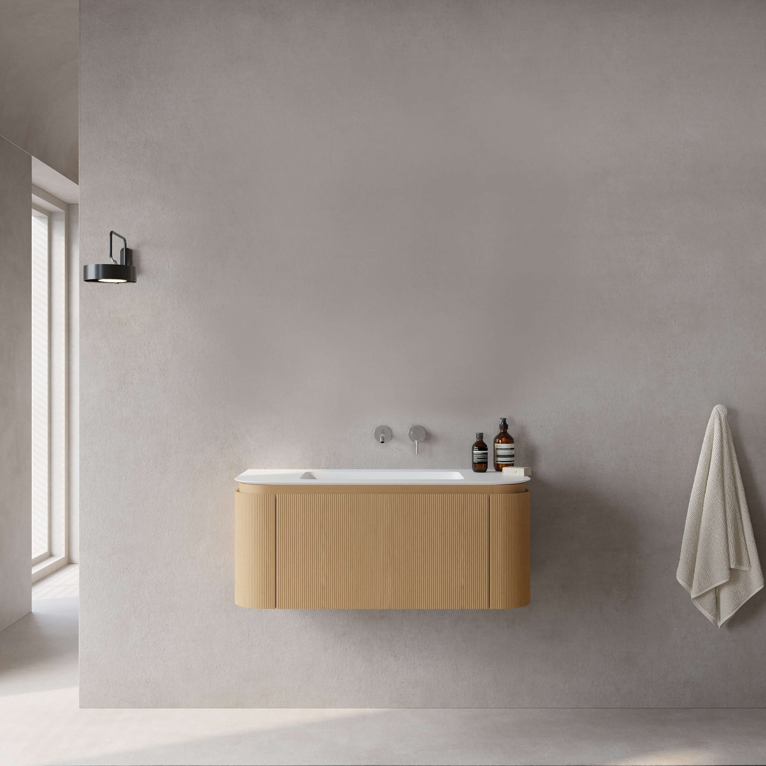 Mobile Bagno 100 cm Sospeso Rovere Chiaro Senza Specchio - Nooma