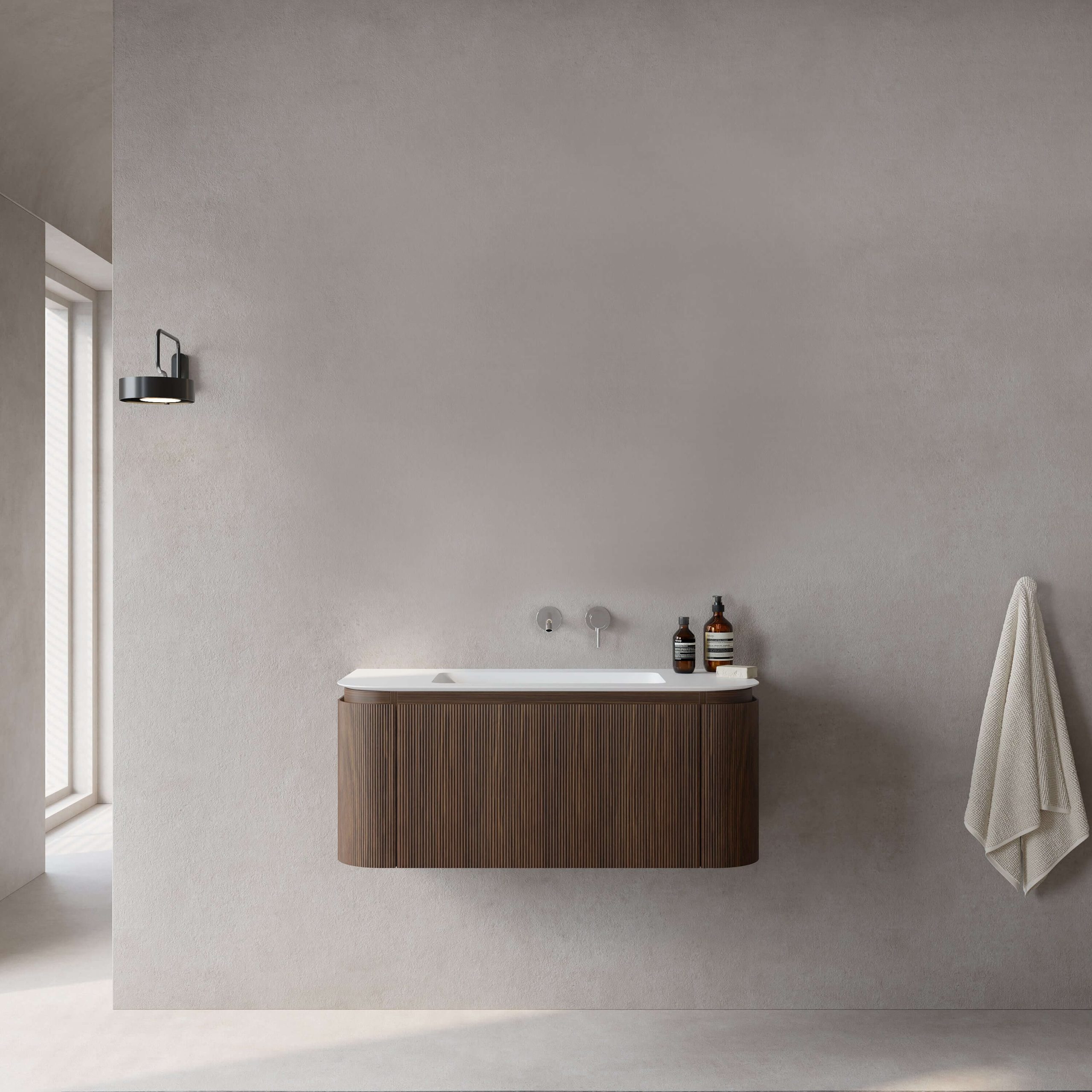 Mobile Bagno 100 cm Sospeso Rovere Medio Senza Specchio - Nooma