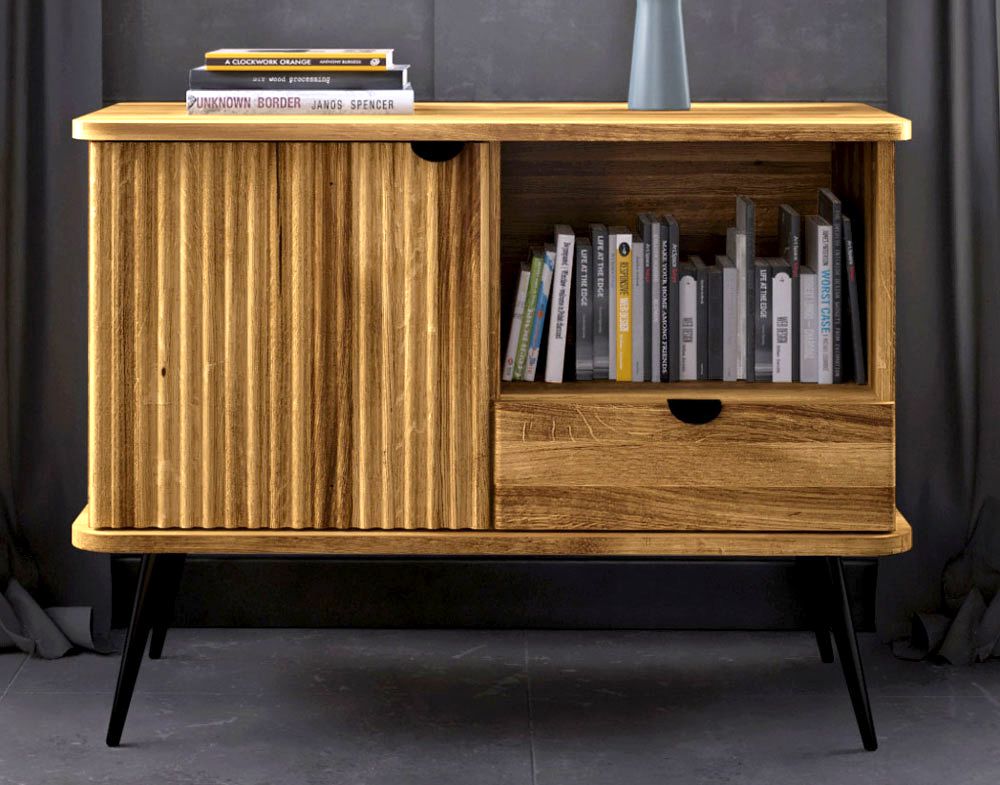 Cassettiera "Rolleston" 11, rovere massello selvatico, oliato - 72 x 97 x 46 cm (h x l x p)