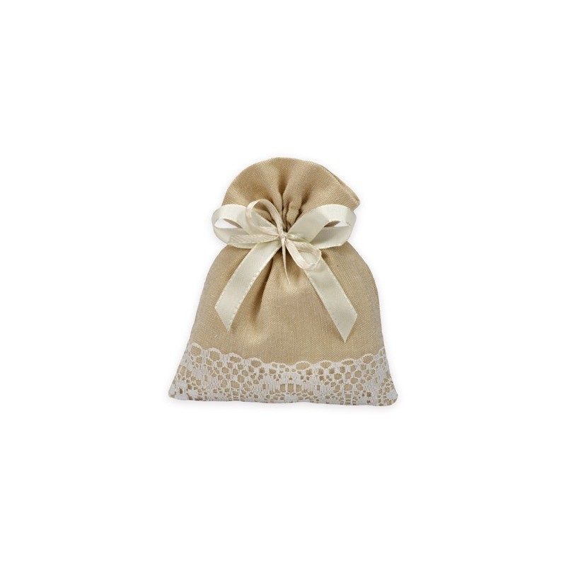 10 PZ SACCHETTO CON PIZZO BEIGE BARATTI