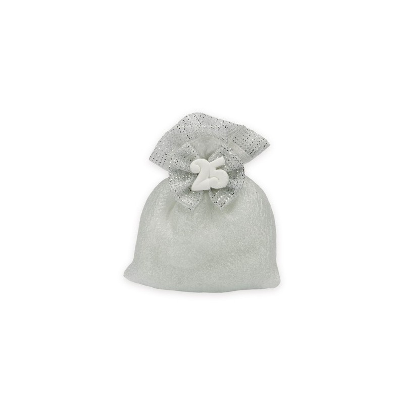 10 PZ SACCHETTO LAME' ARGENTO 25 ANNI BARATTI