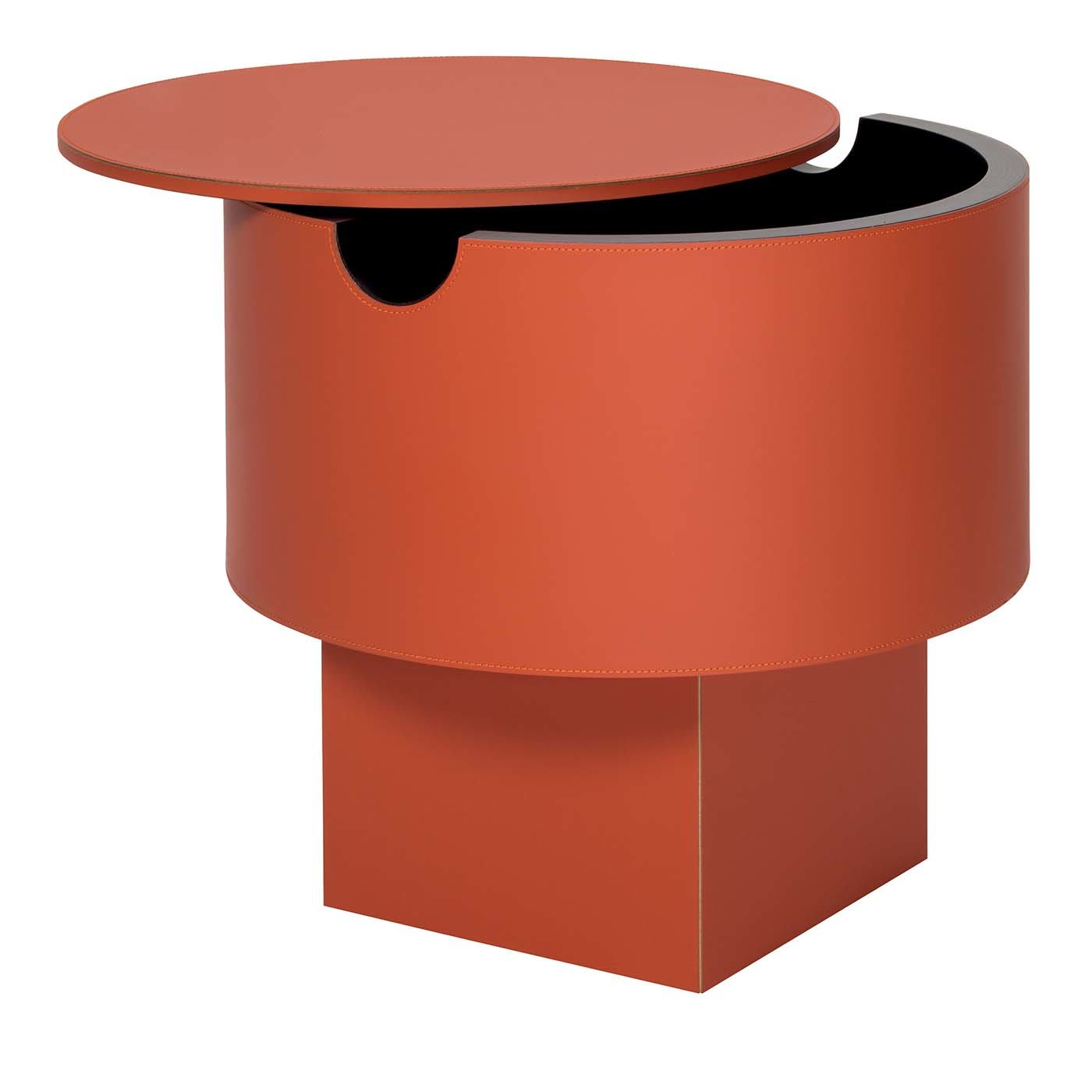 Tavolo di stoccaggio in legno e pelle per flipper