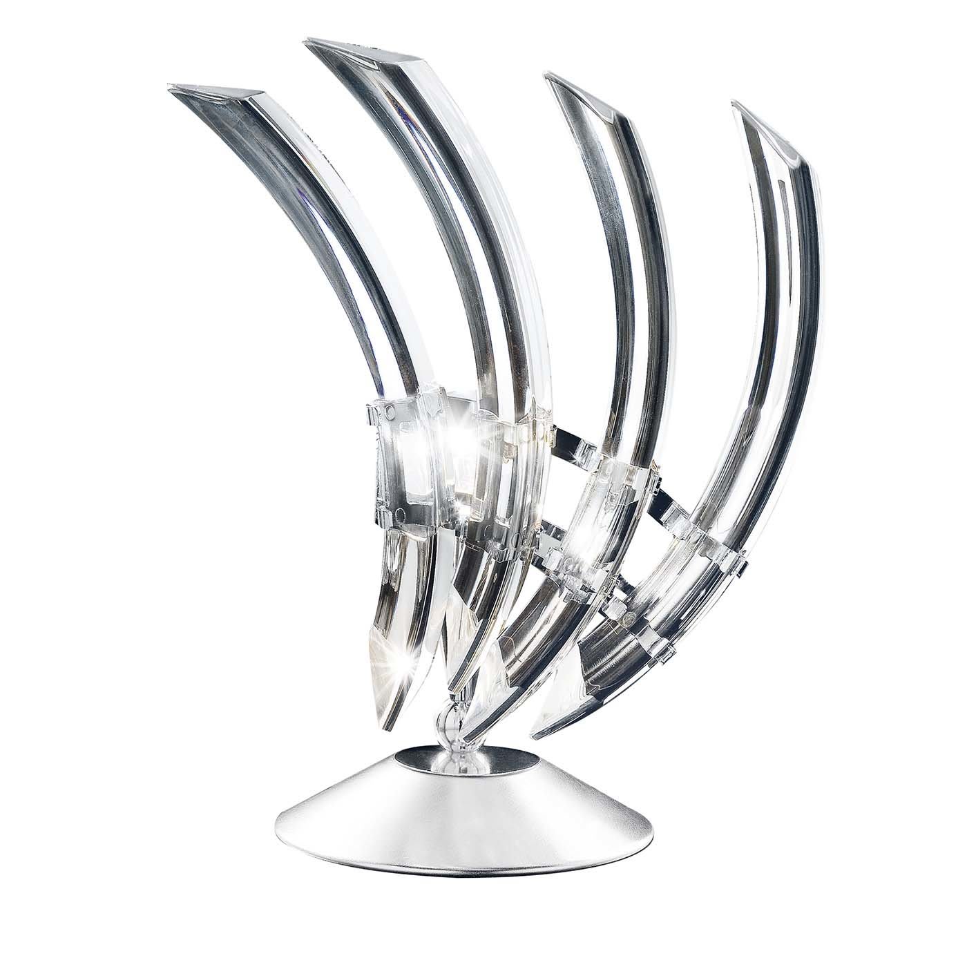0522/LP Lampada da tavolo Pavone in vetro di Murano trasparente
