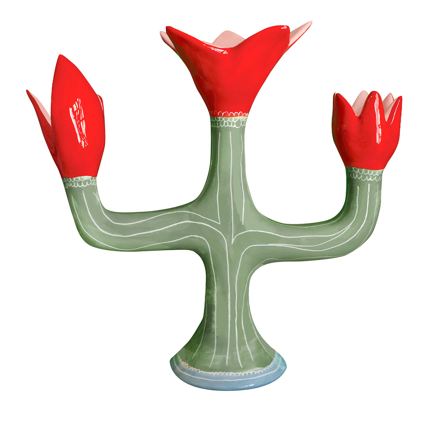 Portacandele in ceramica multicolore Linfa