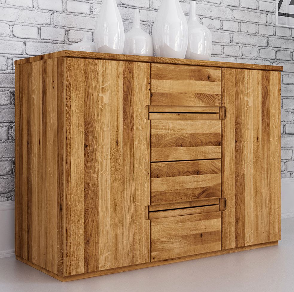 Cassettiera "Kapiti" 17, rovere massello selvatico, oliato - 83 x 111 x 45 cm (h x l x p)