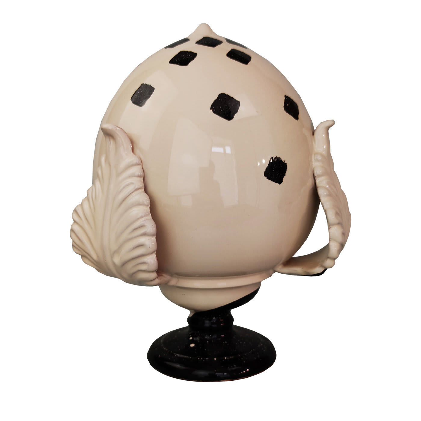 Scultura Pomo bianca con motivo quadrato Kiasmo