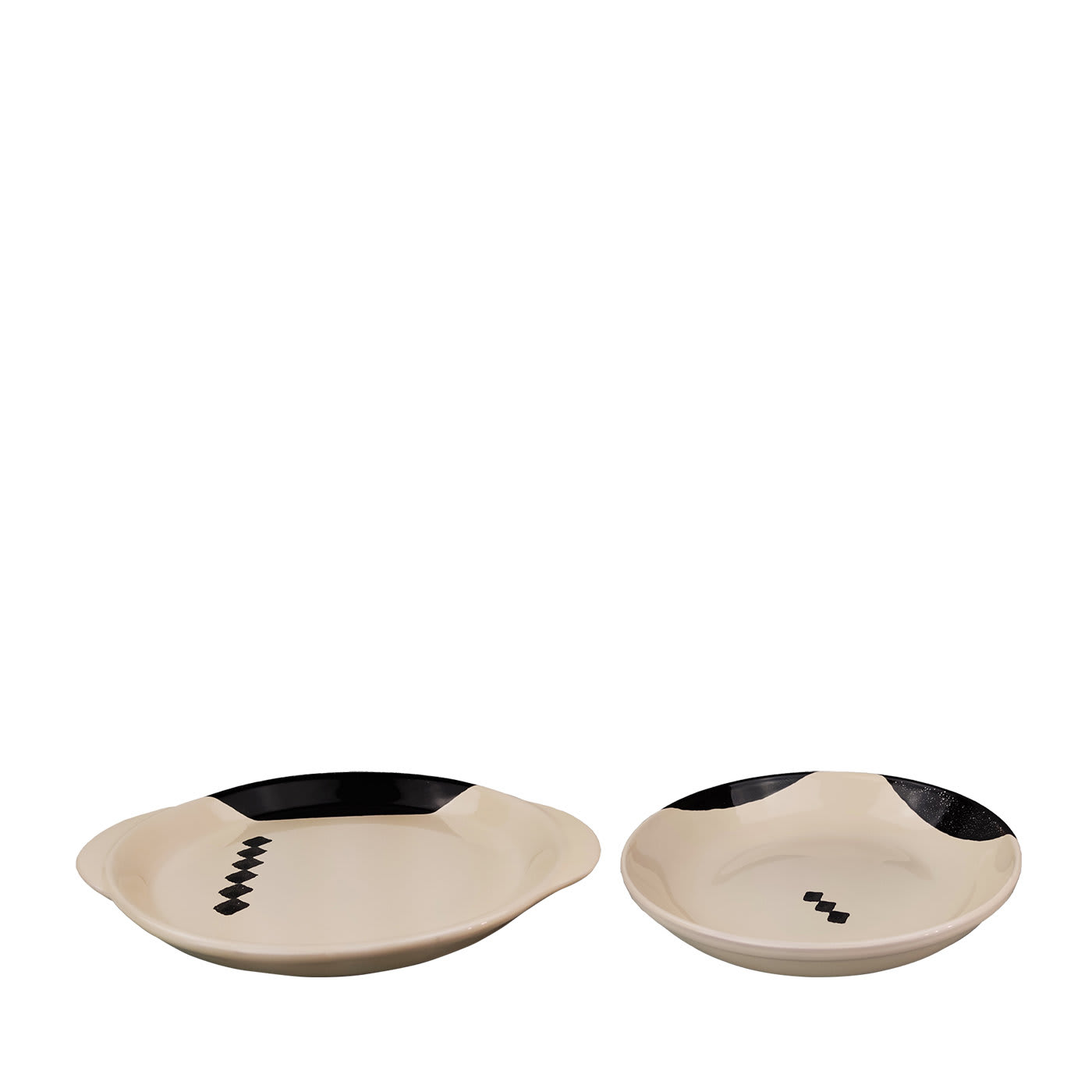 Set di centrotavola basso e vassoio rotondo con motivo Kiasmo Square