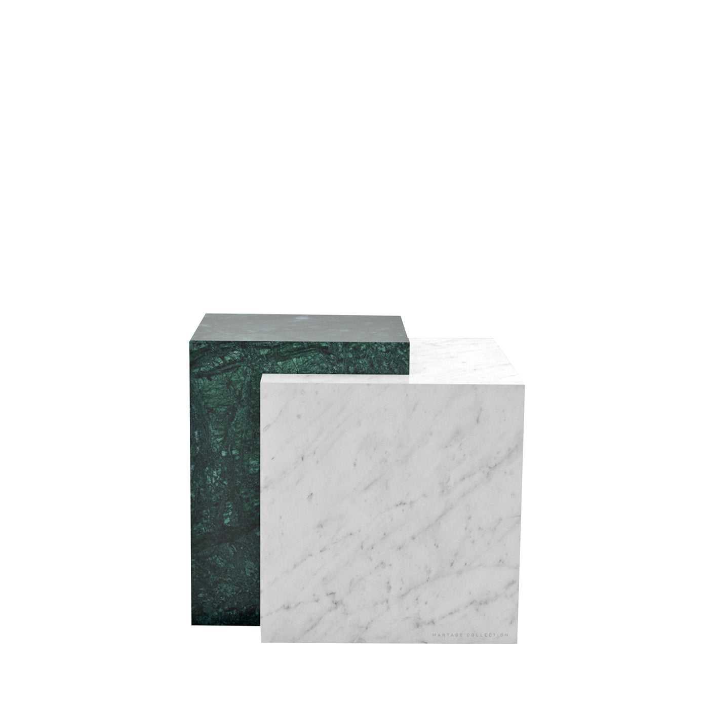 Tavolino in marmo Bloc in marmo di Carrara e Verde Guatemala by Martage Collection