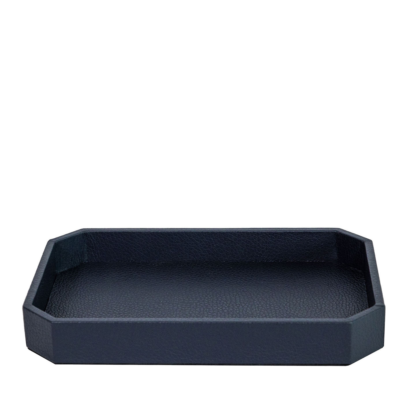 Vide-poche media Del Monte in legno e pelle blu Capri