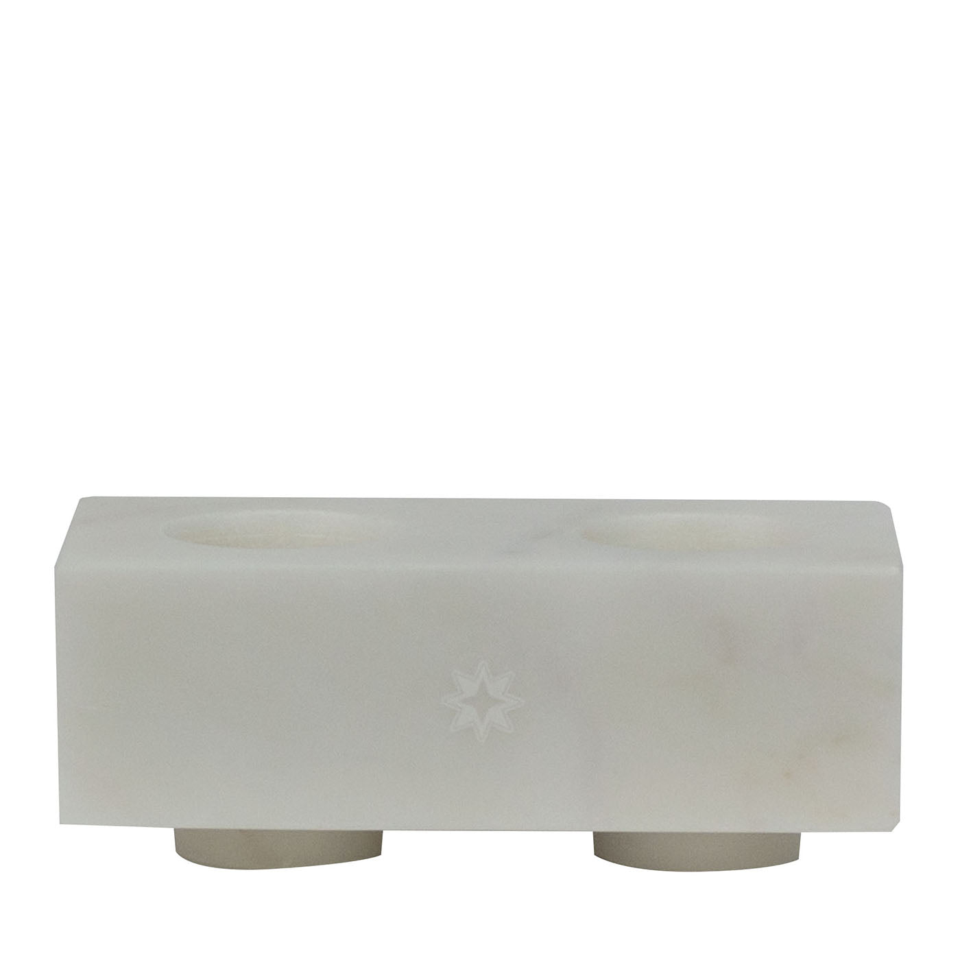 TA Portacandele squadrato doppio in marmo Paonazzo