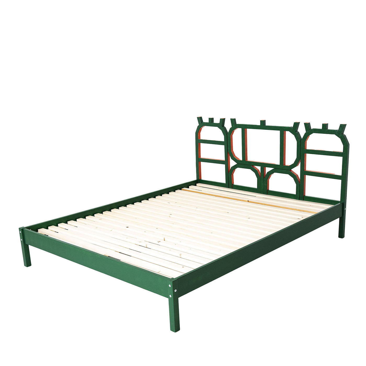 Letto Guarino in legno laccato verde