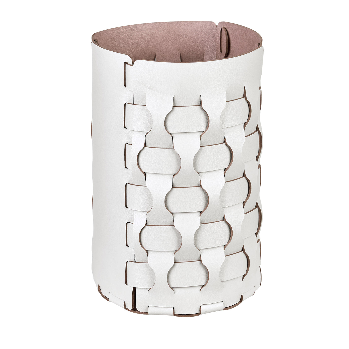 Cestino Dubai in pelle color rosa e ostrica