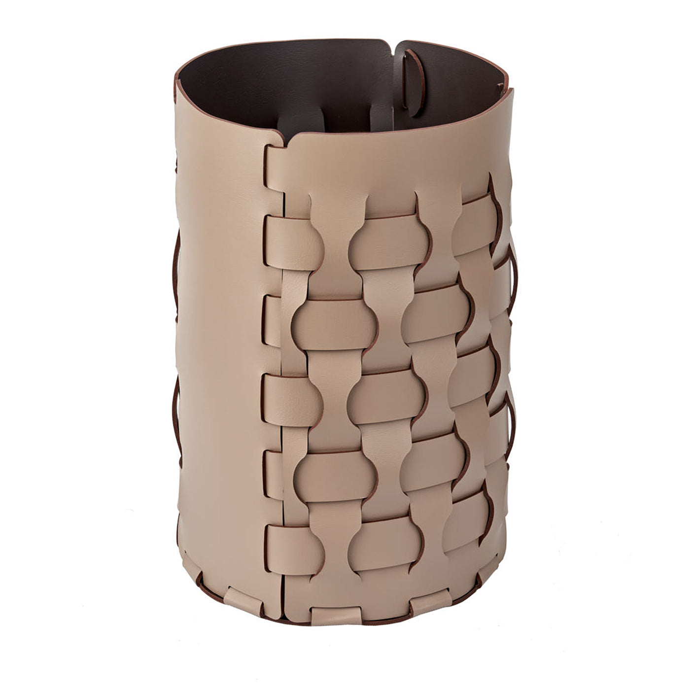 Cestino Dubai in pelle cappuccino e cioccolato