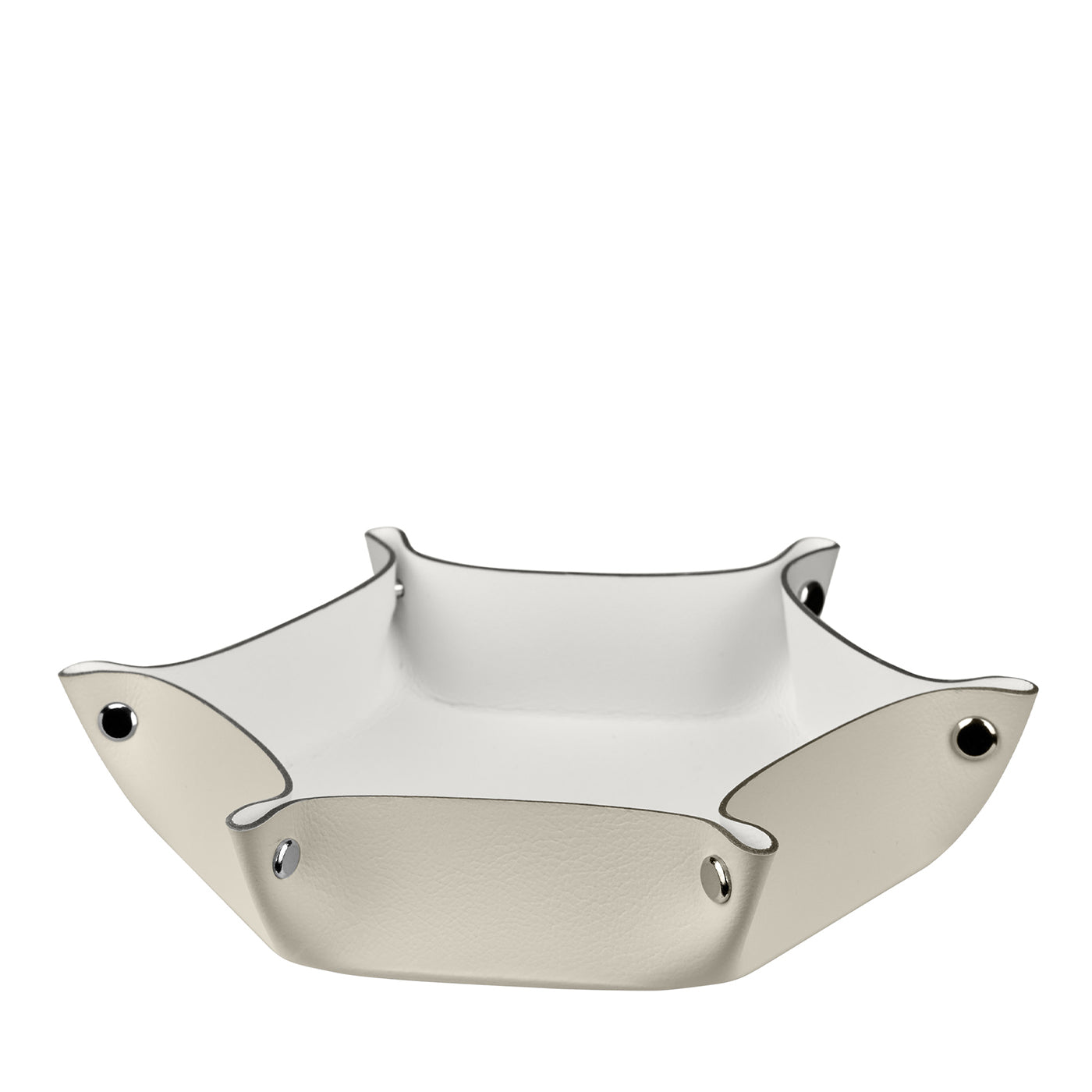 Vide poche in pelle panna cotta e bianca #1