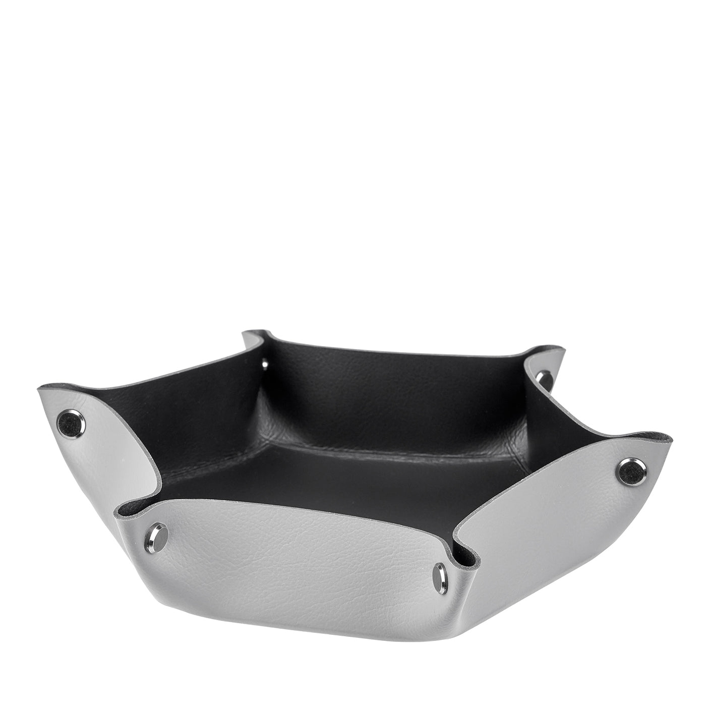 Vide poche in pelle grigia e nera #1