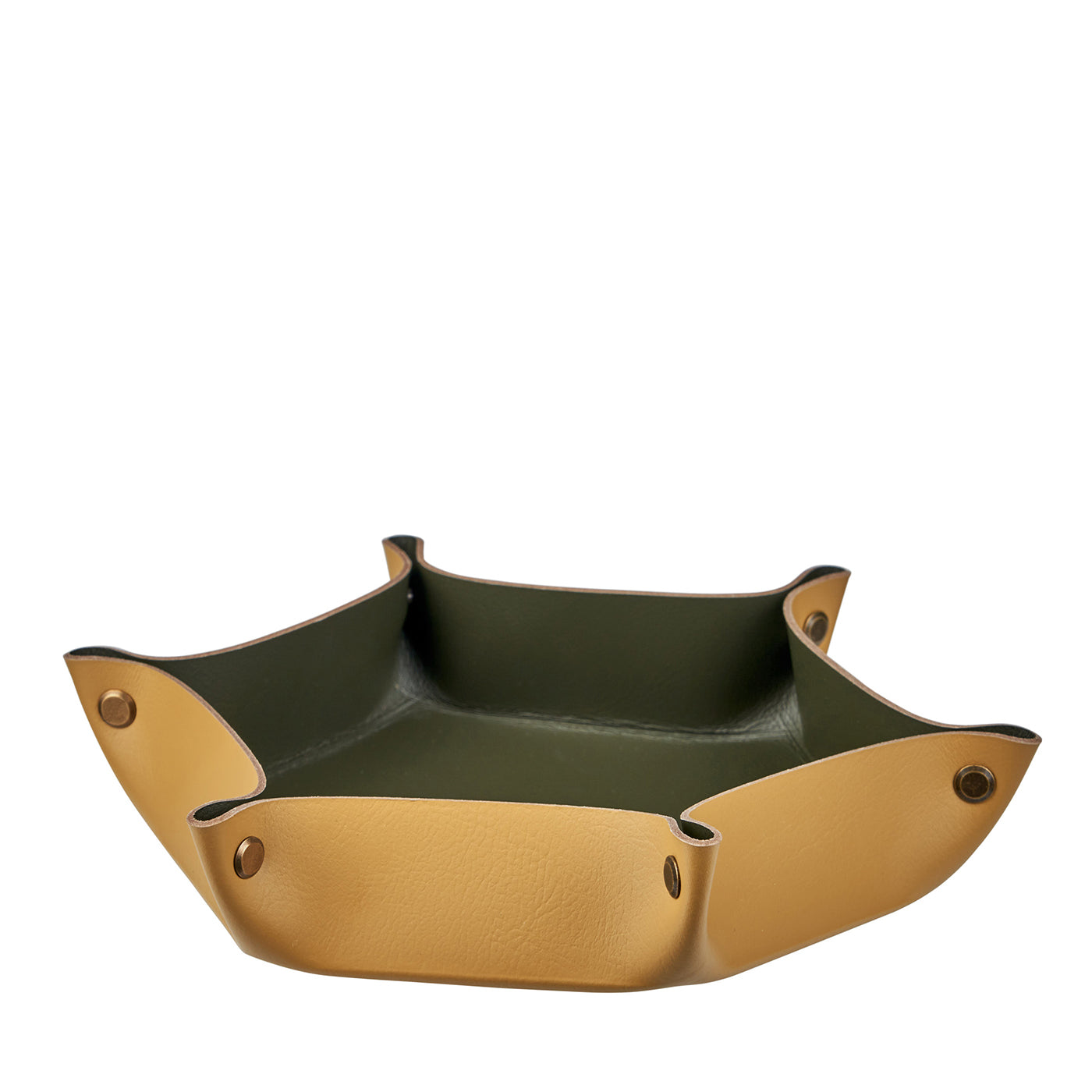 Vide poche in pelle senape e verde oliva #4