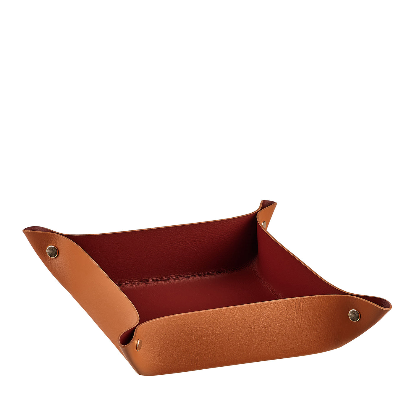 Vide poche in pelle Cognac e Bordeaux #1