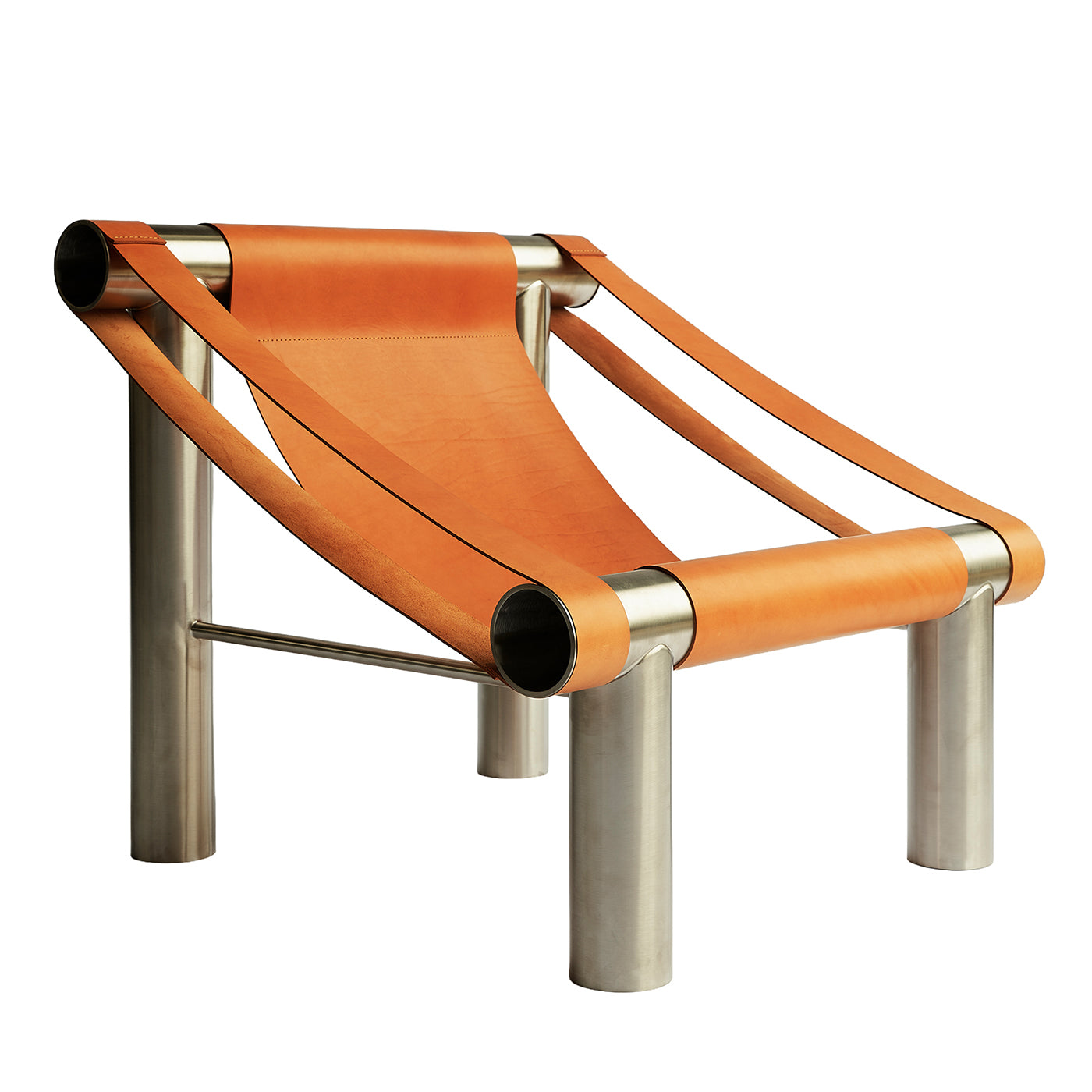 Poltrona Eso in Acciaio & Cuoio Pieno Fiore Naturale by Andrea Tognon