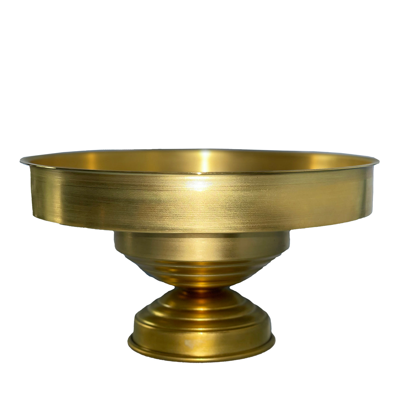 Alzata per dolci rotonda in ottone spazzolato