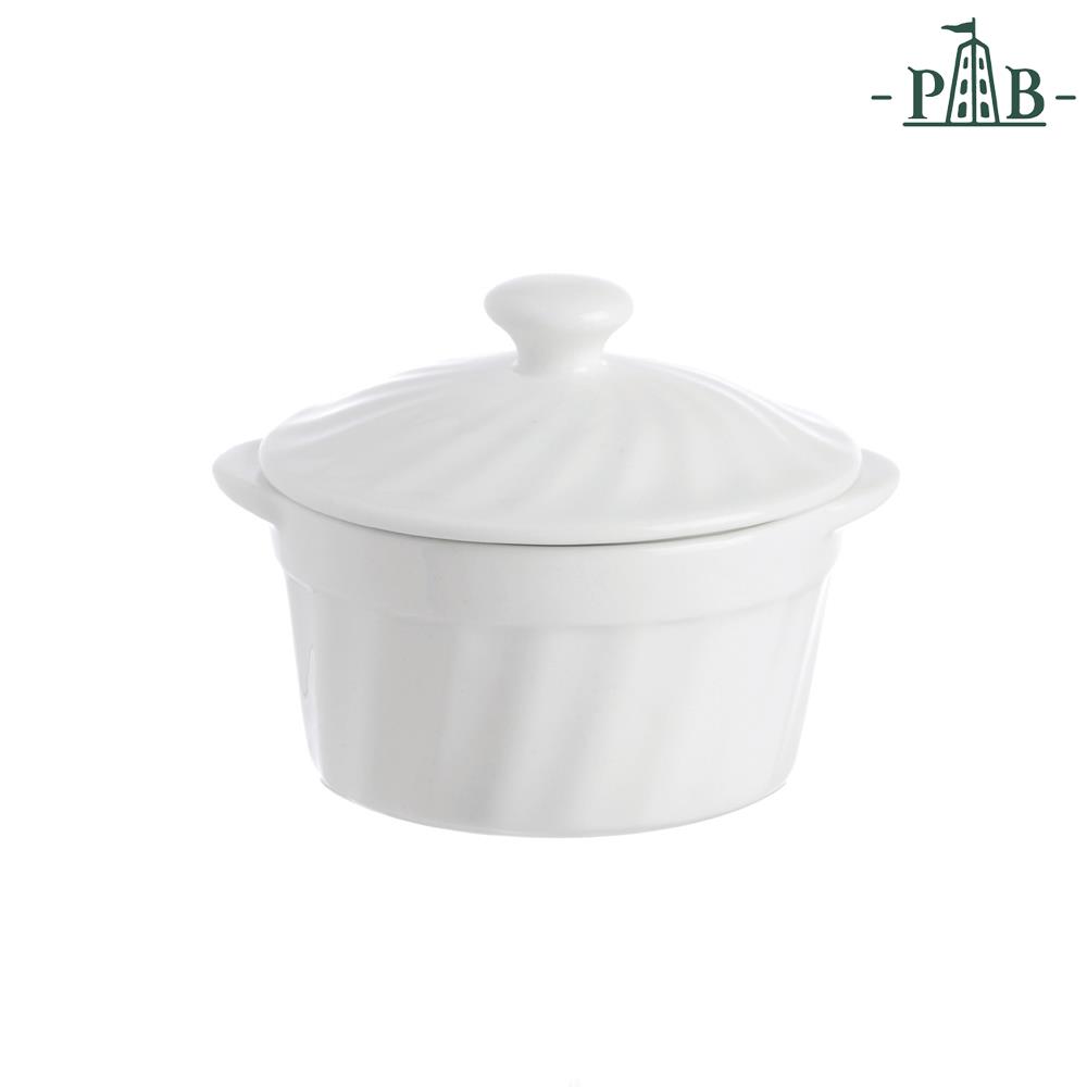 PORCELLANA BIANCA							 							RAMEQUIN CON COPERCHIO AREZZO