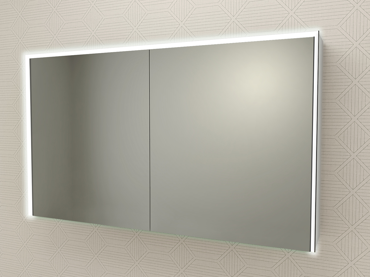 Specchio Bagno con Luce Led Bh Contenitore 120X70 con 2 Ante-21903