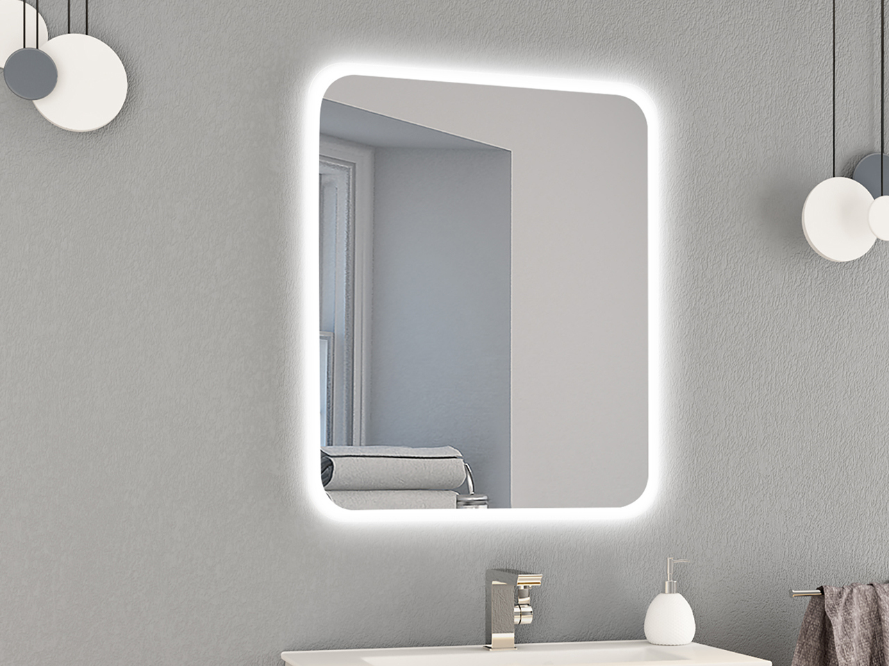 Specchio Bagno con Luce Led Bh Satin 95X60 Filo Lucido-21909