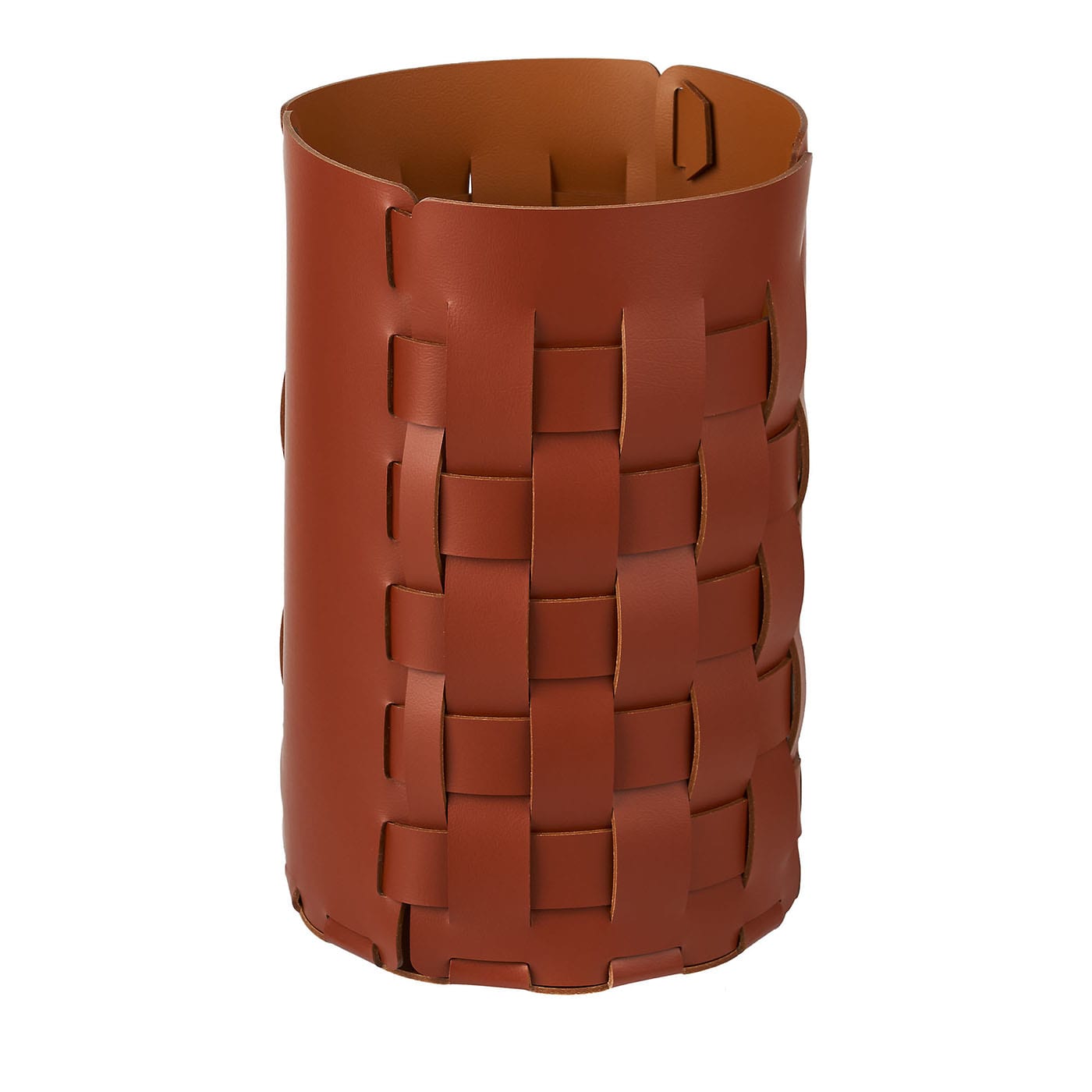 Cestino Bottega in pelle Bordeaux e Cognac