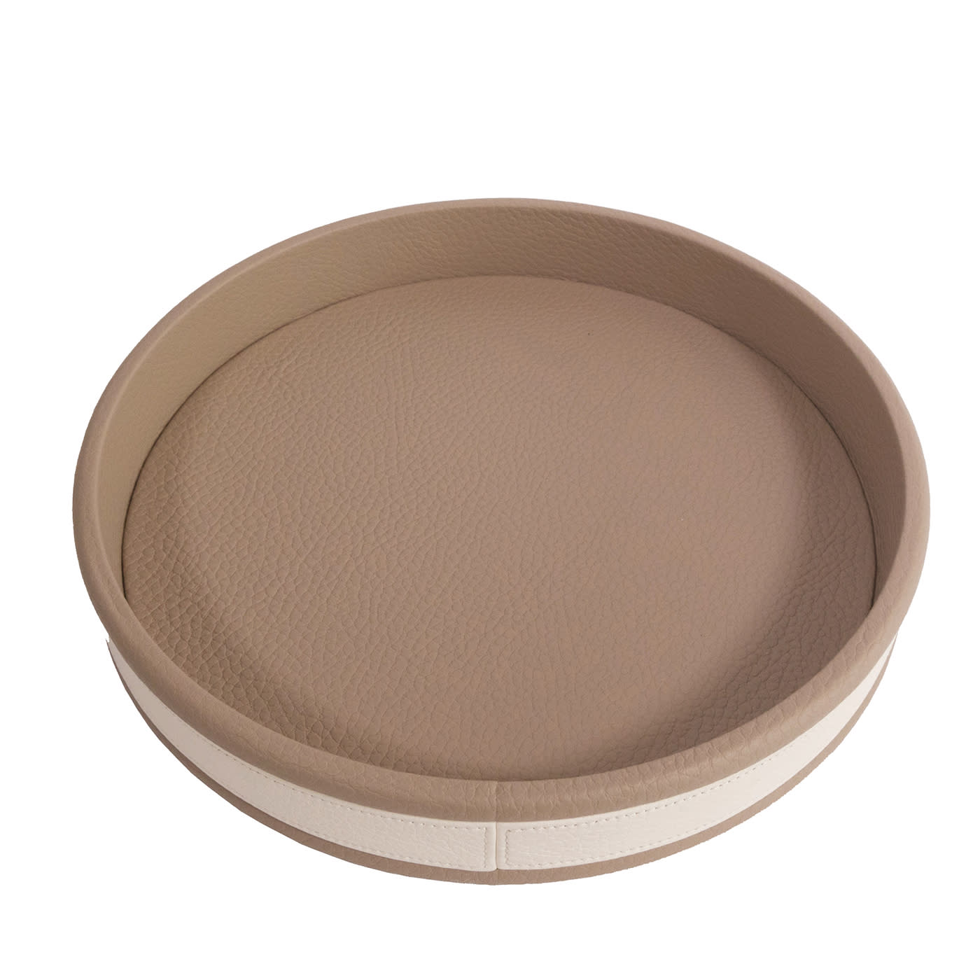 Vassoio rotondo beige a strisce