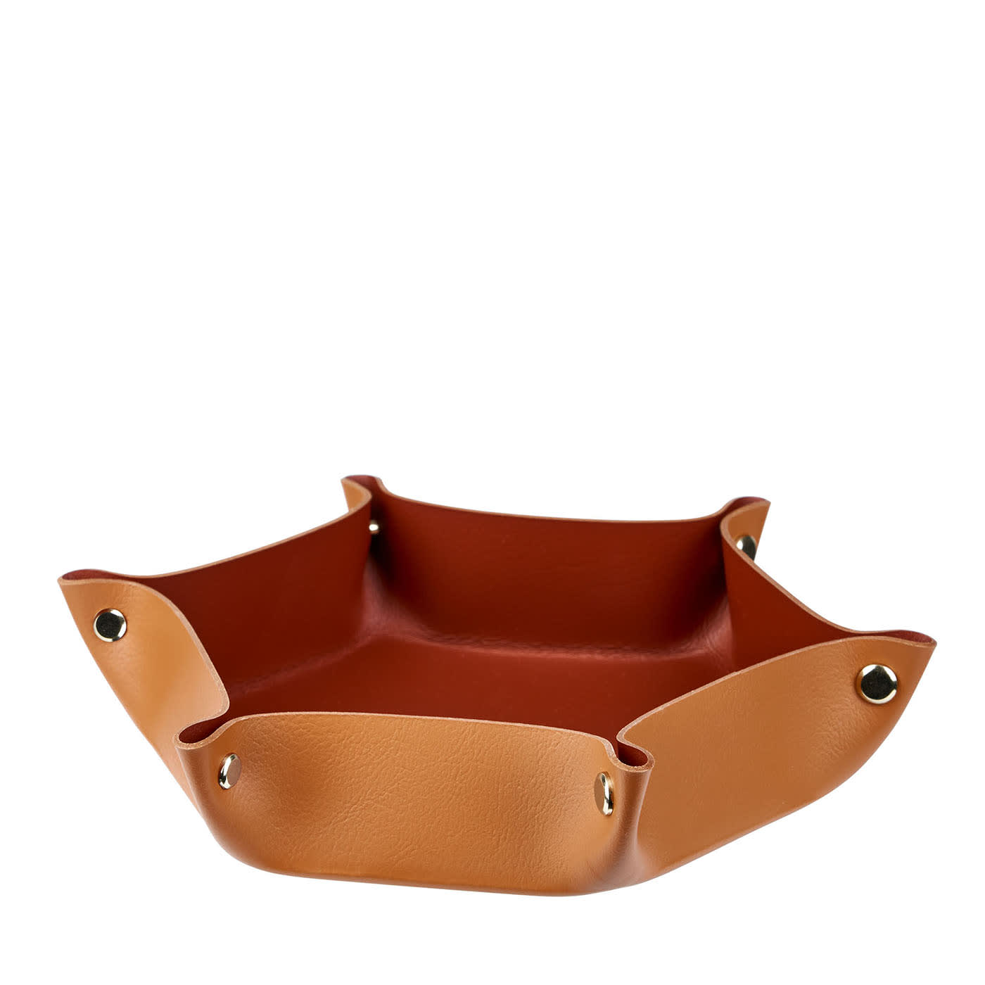 Vide Poche in pelle Cognac e Bordeaux