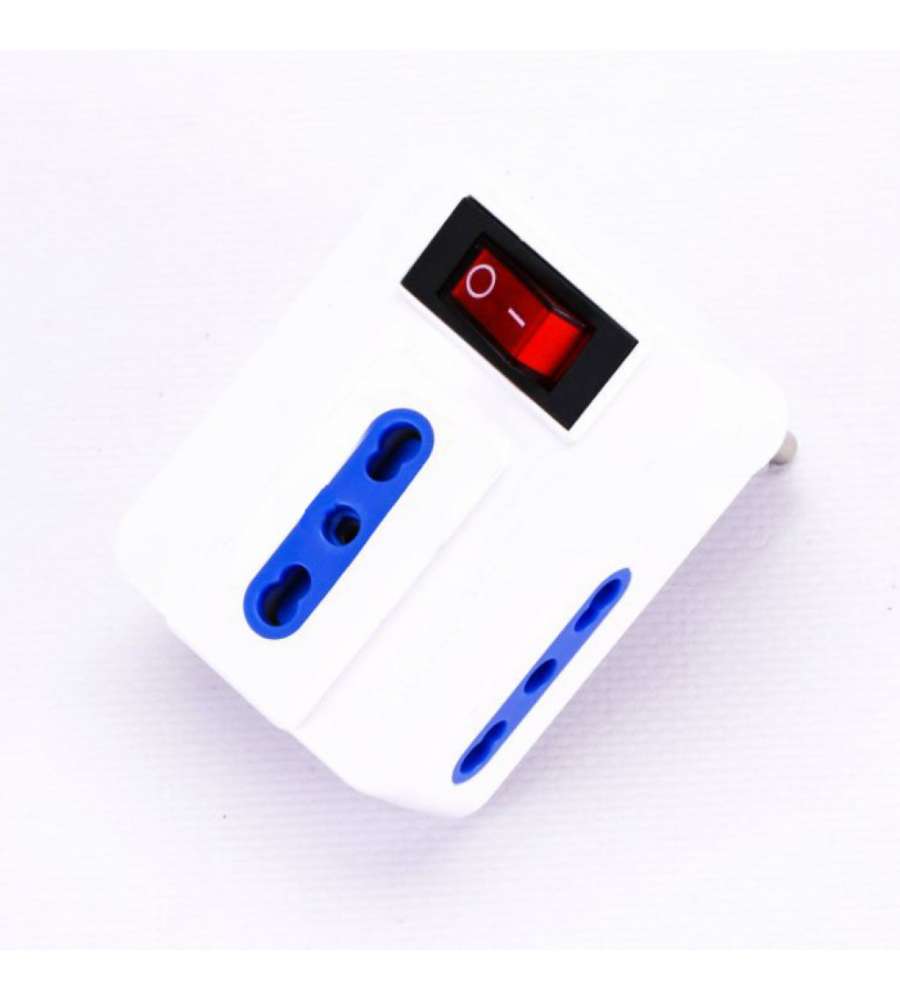 Adattatore 3 vie 10/16A presa Italiana con interrutore con spina Italiana 16A