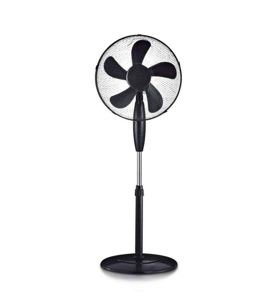 Ventilatore con Base Rotonda 55W Altezza Regolabile (Max 120cm) 5 Pale a 3 Velocità Rotante Colore Nero