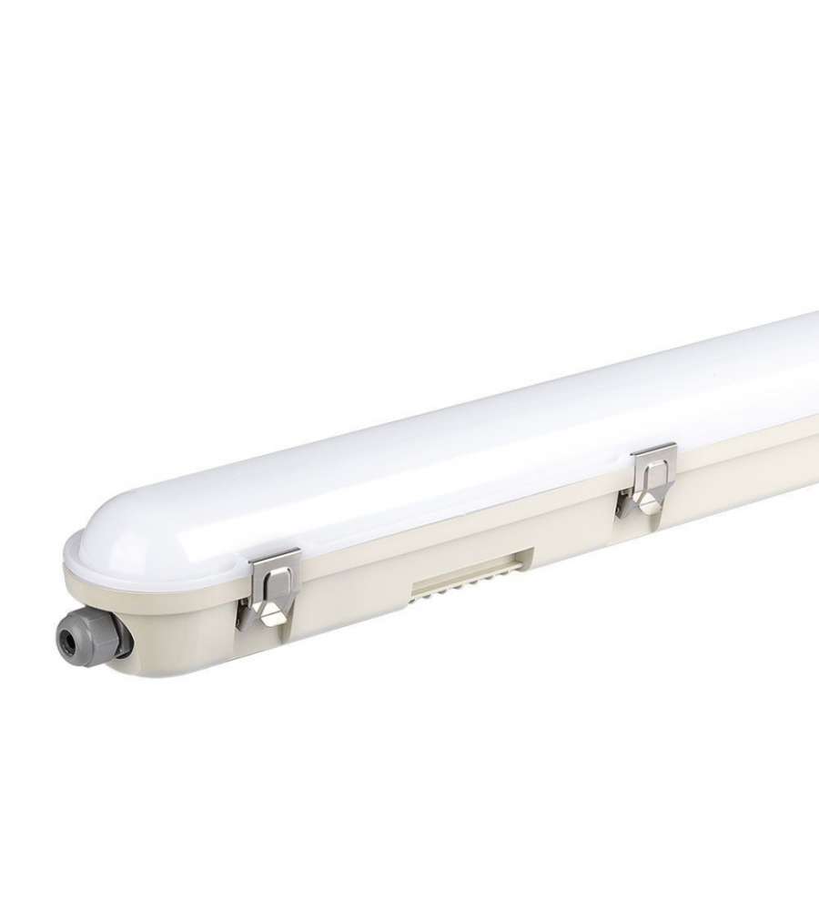 48W Led Wp Lamp Fitting 150Cm-Samsung Chip & Em Kit-Milky Cover+Ss Clips 4000K