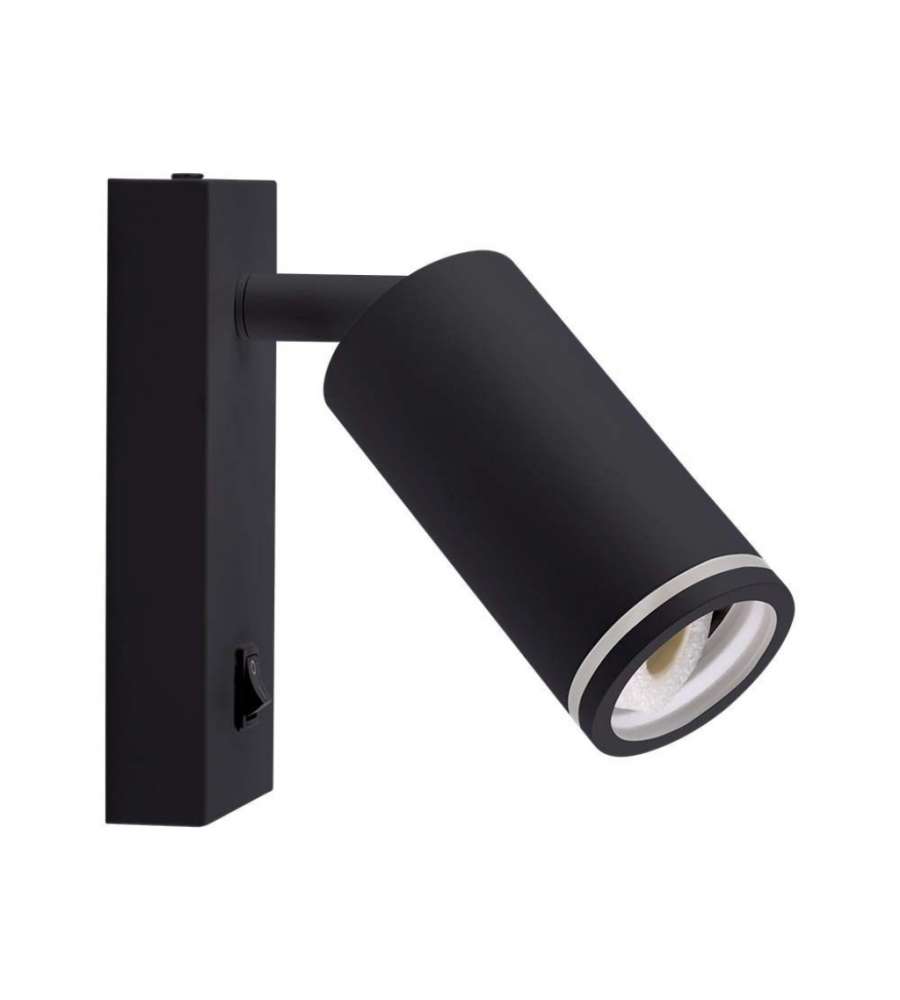 V-TAC Portafaretto LED da Muro GU10 Orientabile con interruttore e Portalampada Colore Nero