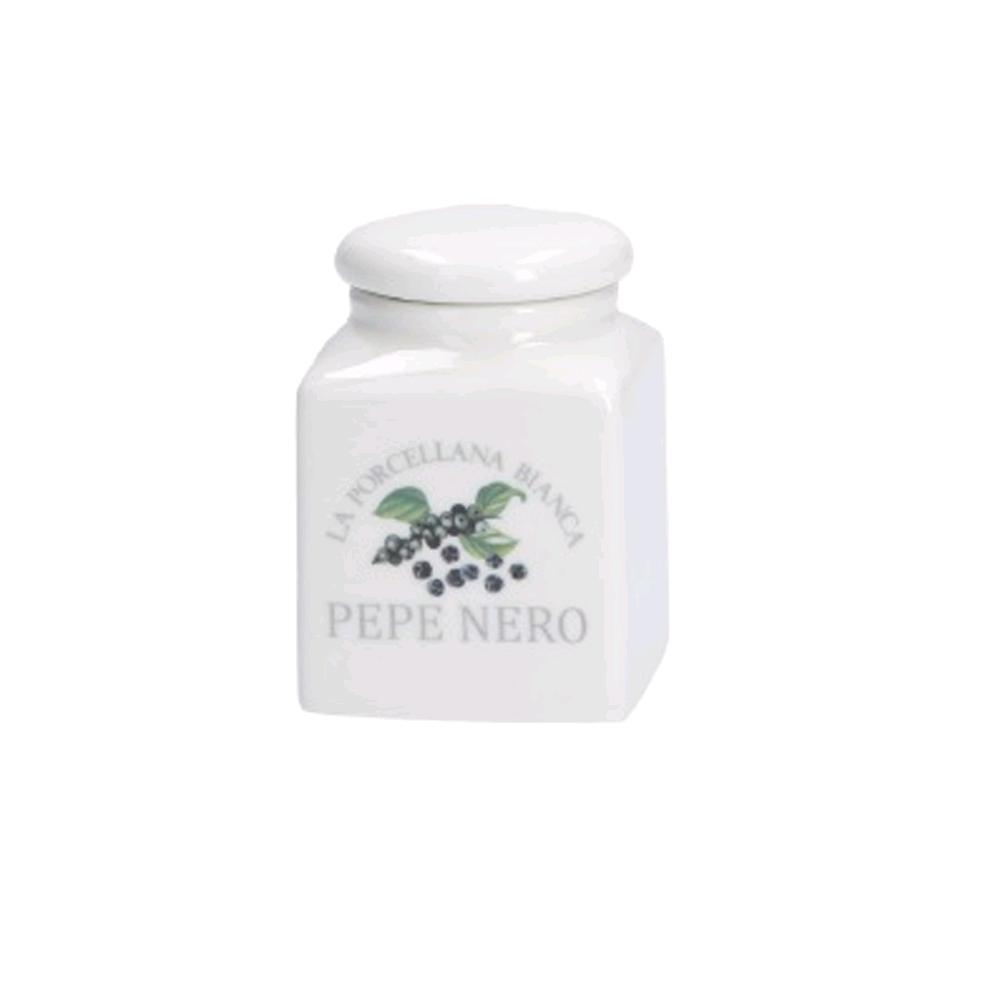 PORCELLANA BIANCA BARATTOLO PEPE NERO