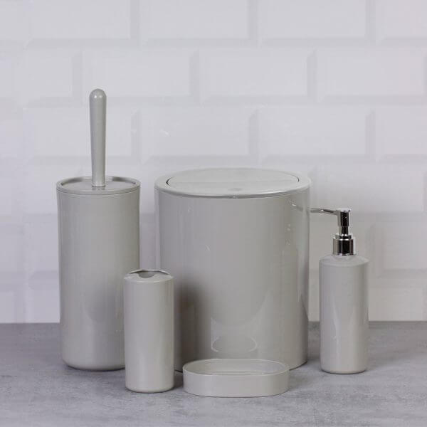 Set Accessori da Bagno Tondo Lucido Tortora - Meda