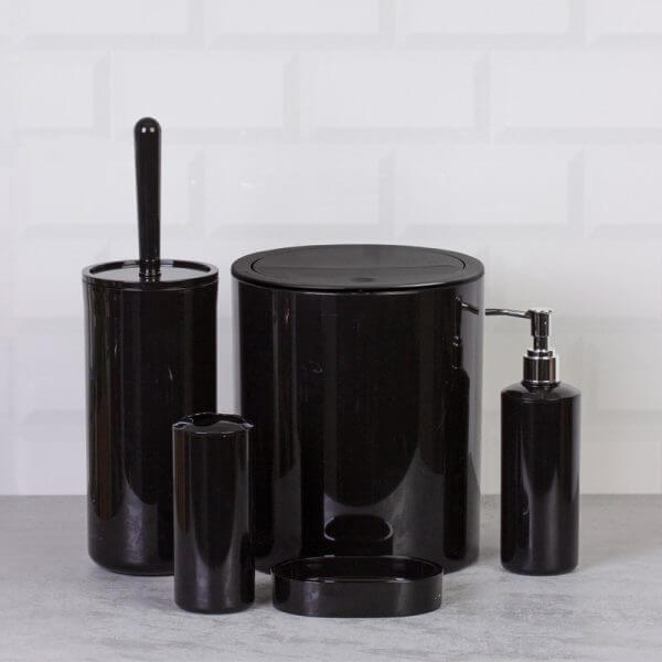 Set Accessori da Bagno Tondo Lucido Nero - Meda