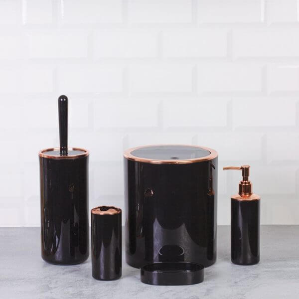 Set Accessori da Bagno Tondo Lucido Nero/Rosa - Meda