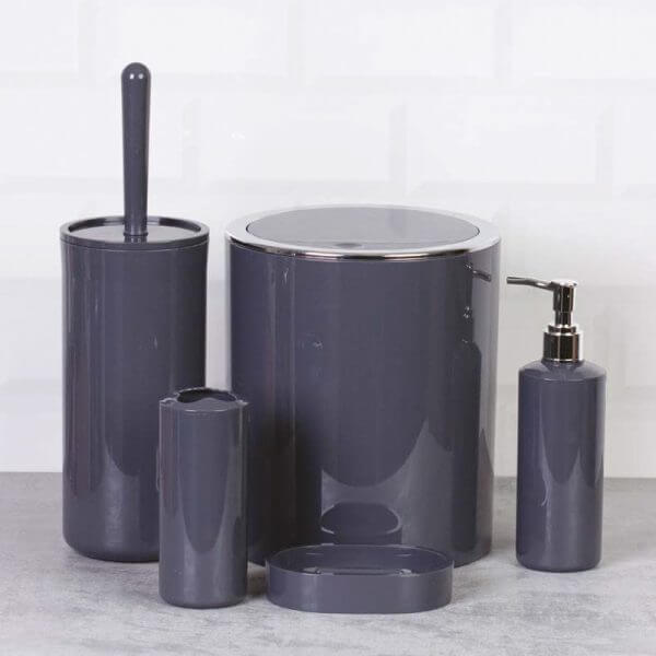 Set Accessori da Bagno Tondo Lucido Antracite - Meda