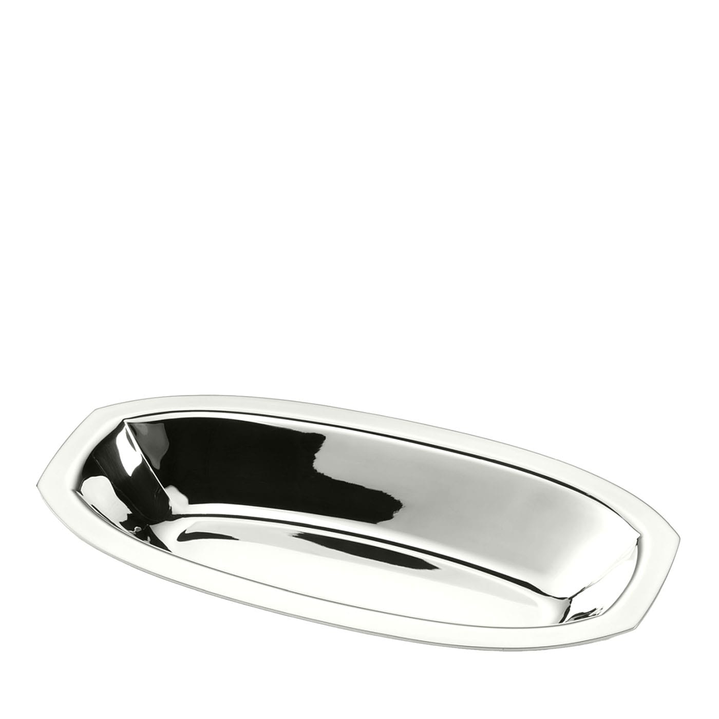 Video essenziale Centrotavola allungato in metallo argentato