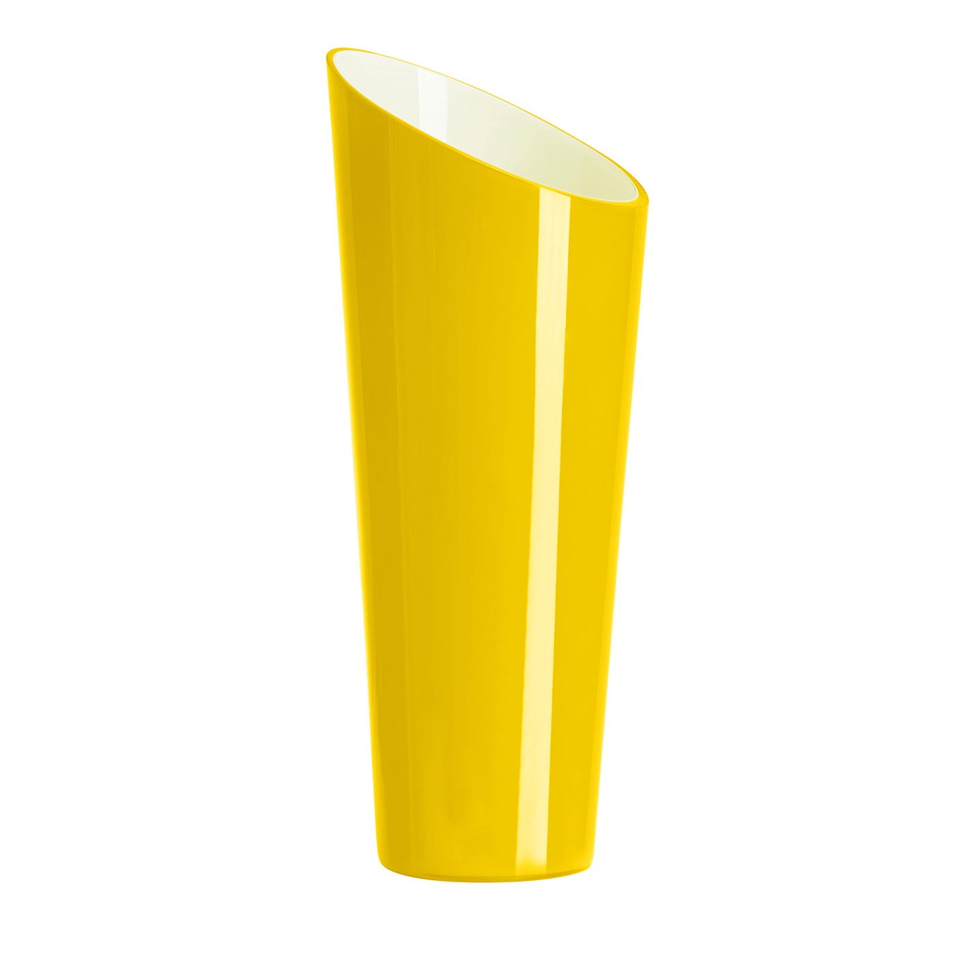Vaso in Vetro Giallo e Milkwhite Orizzonte Oblique