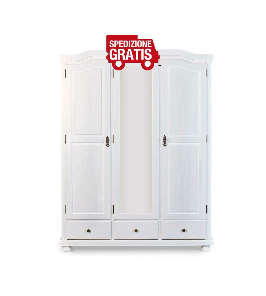 Armadio 3 ante e 3 cassetti Kappl 150 x 56 x 200 Bianco