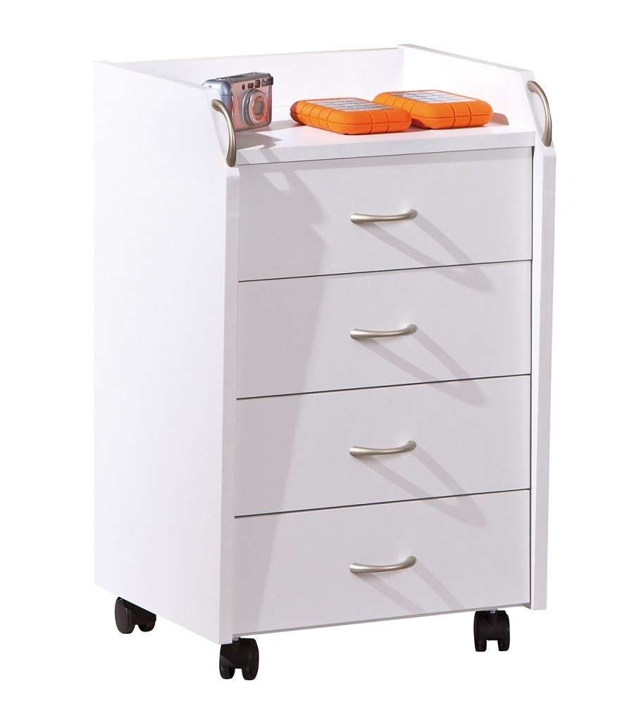 Interlink Cassettiera Laminato Bianco 40x36x64,5 cm - Moderno