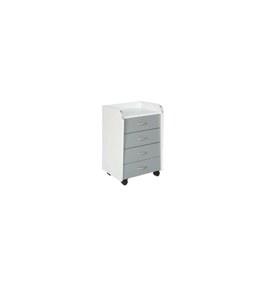Inter Link Cassettiera 4 Cassetti Laminato Bianco/Grigio - Con Ruote - 40x36x64,5H