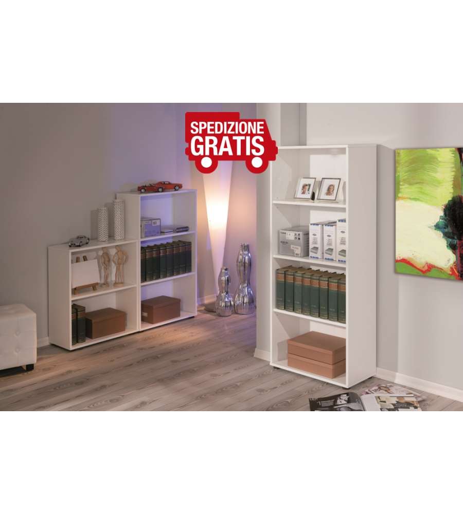 Libreria Arco 4 ripiani 60 x 30 x 145 h cm Bianco