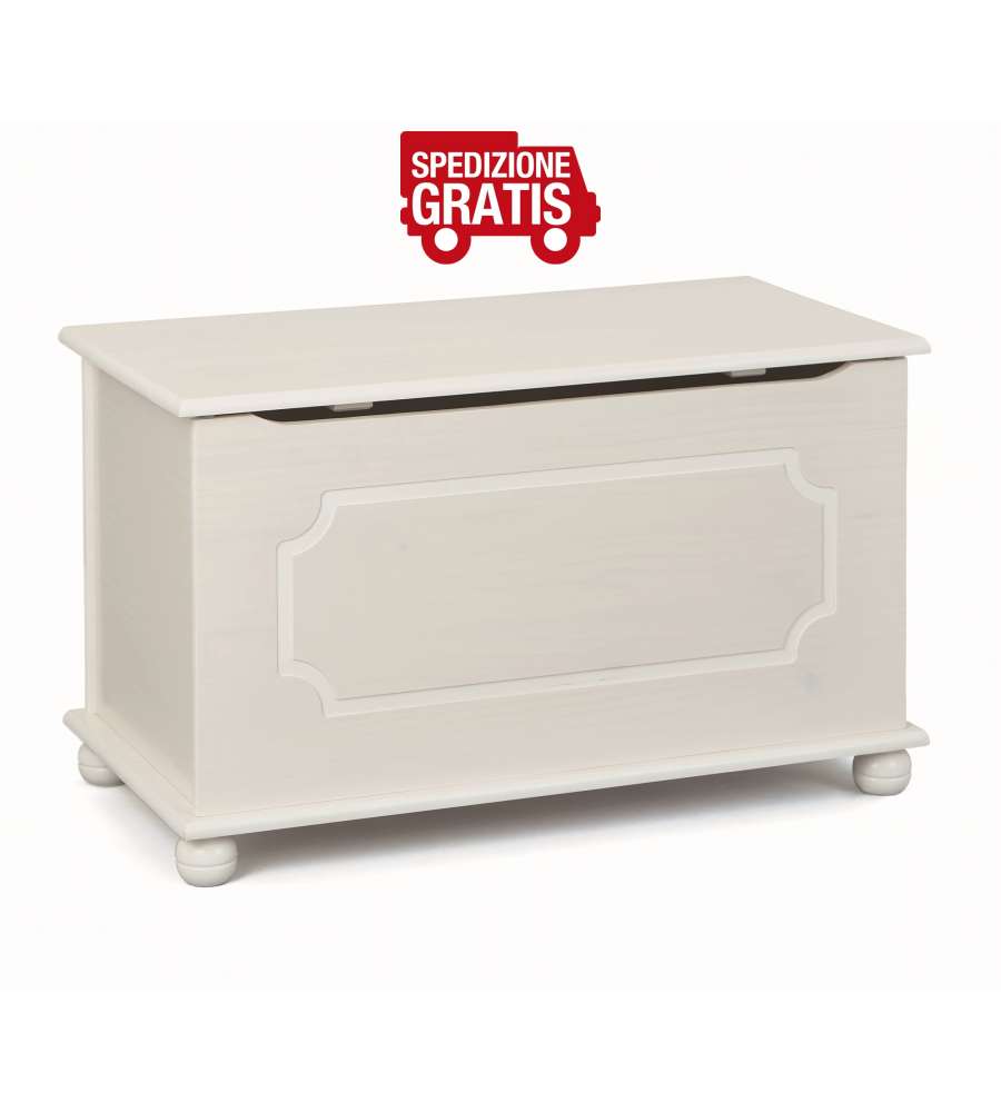 Inter Link Panca Emel Weiss 89x47x53 cm Bianco - Panca Contenitore in Legno Massello