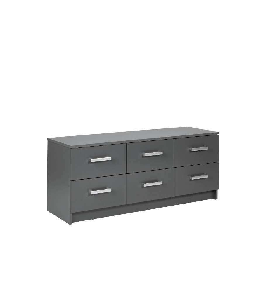 Inter Link Mobile Basso Grigio 6 Cassetti Laminato 121,8x40x50,8 cm