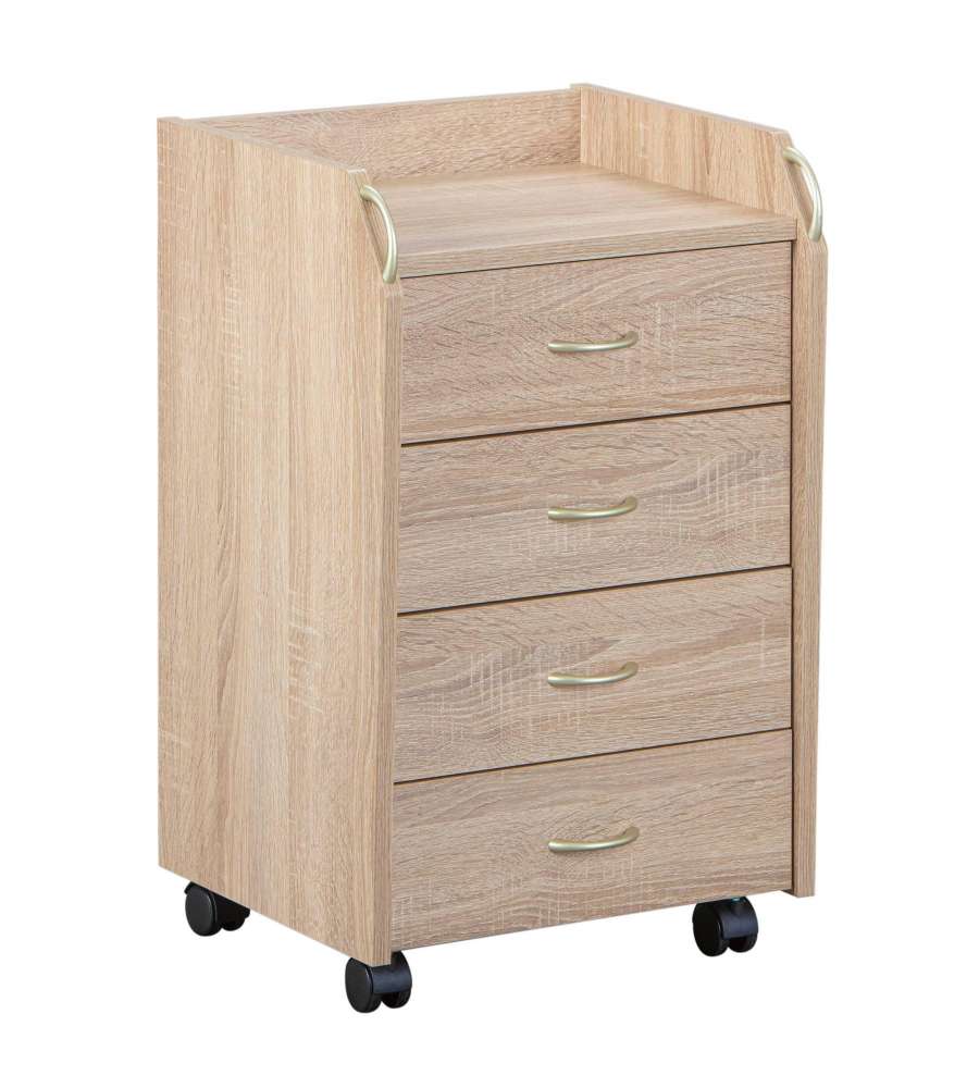 Interlink Cassettiera Rovere 40x36x65 cm - Cassetti in Laminato - Montaggio Facile