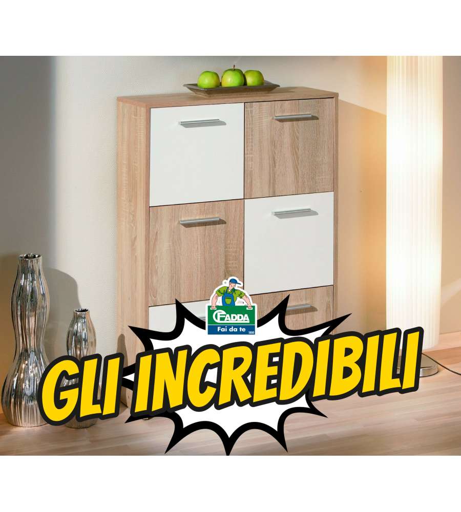 Inter Link Mobile Multiuso in Rovere Bianco a 6 Ante Egadi - 77 x 30 x 115 cm