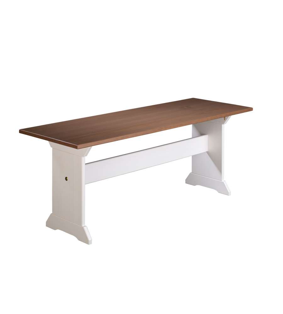 Inter Link Pino Massello Panca Bianco Marrone 110x37x45 - Buffet 2 Ante + 2 Cassetti 90x45x86H - Pino Massello Verniciato Ad Acqua Grigio + Top Marrone Seppia