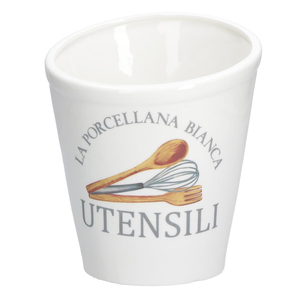 PORCELLANA BIANCA PORTA UTENSILI DECO